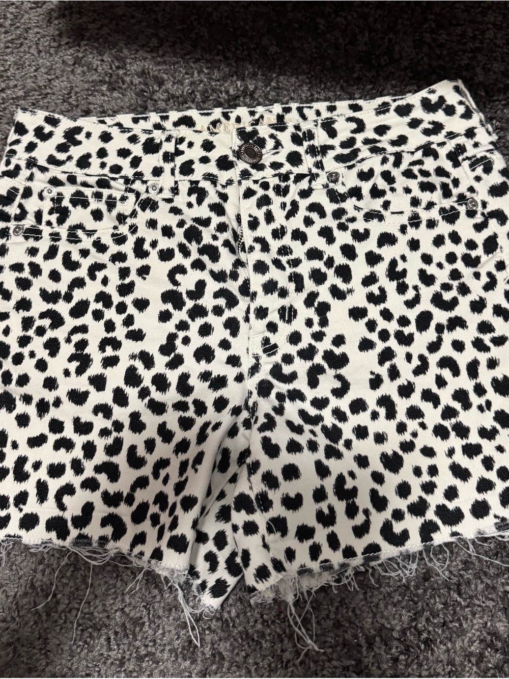 Black & White Leopard Print Denim Shorts.. American Eagle